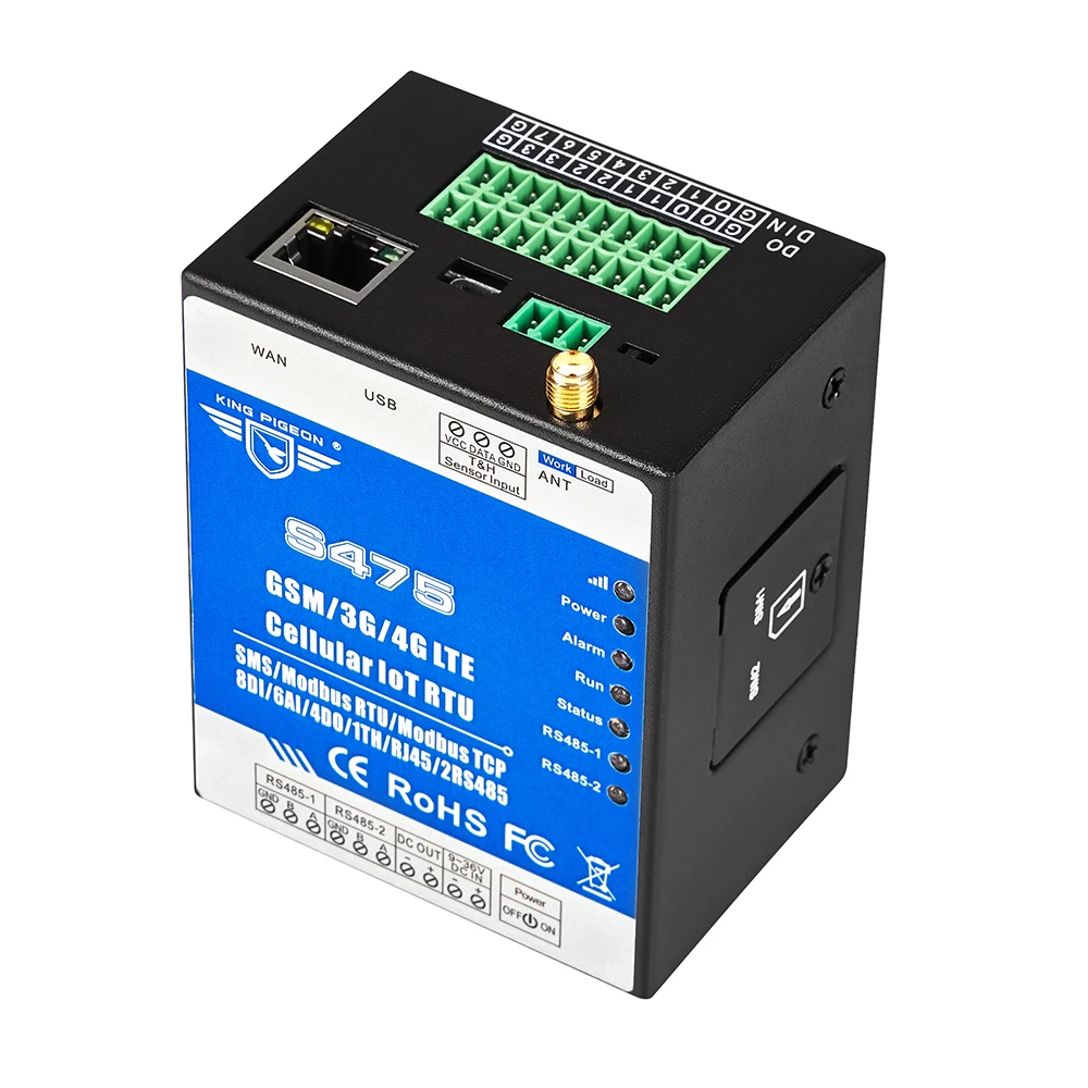 Intelligent Ethernet Modbus 4G Wireless Telemetry Terminal RTU 8DI+4DO+6AI+1TH+2RS485+1RJ45 Electric Power Remote Monitoring