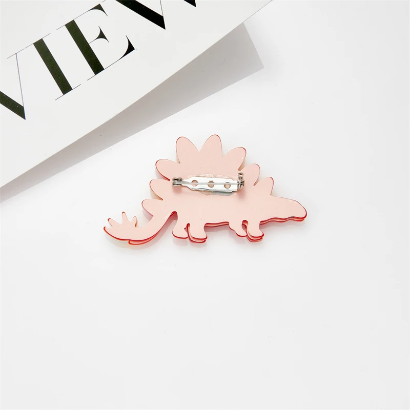 MEYRROYU 2022 New Fashion Acrylic Red Dinosaur Stegosaurus Brooch Female Exaggerated Cartoon Cute Badge Lapel Brooch Jewelry