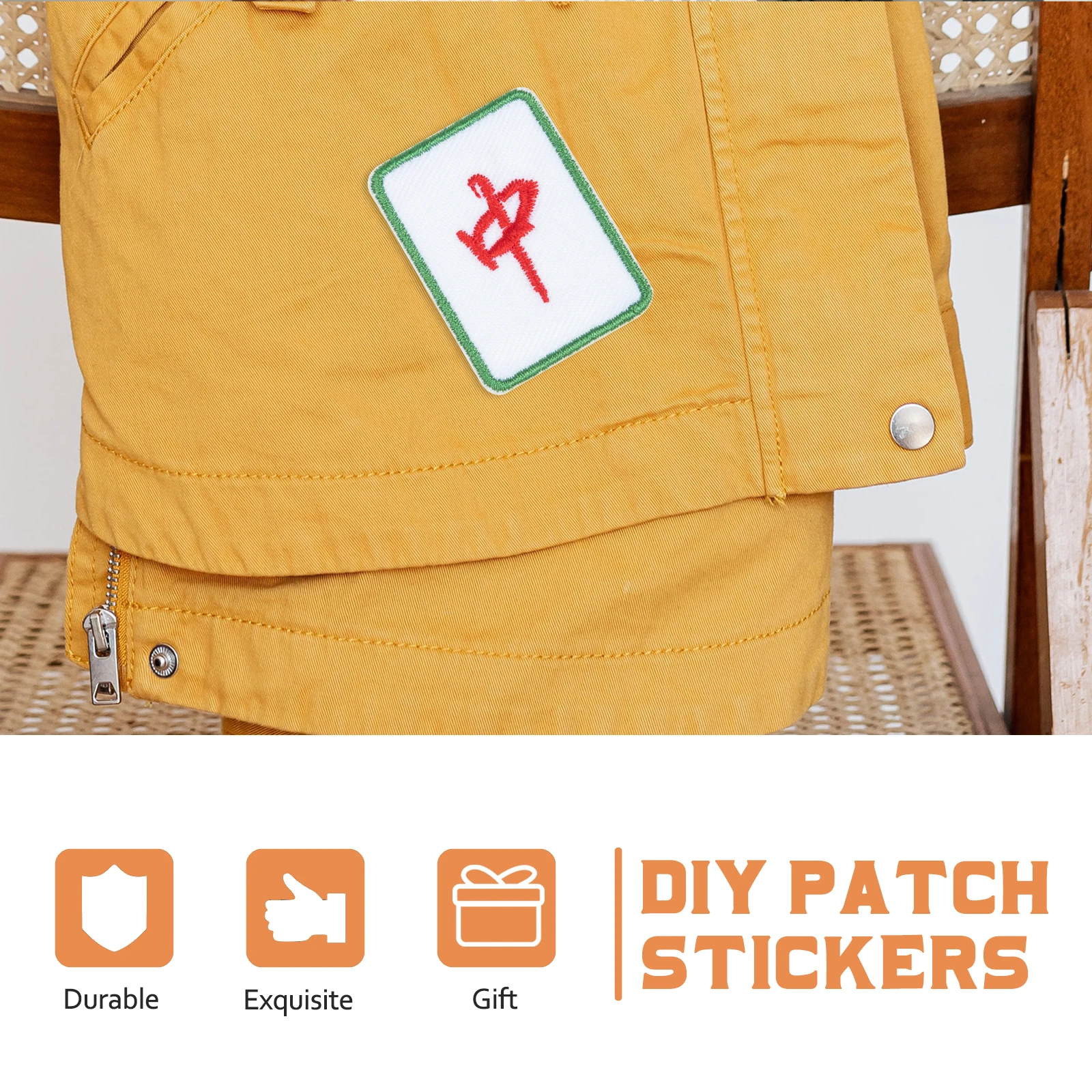 

10pcs Mahjong Garment Patches Iron Letters Decor Suitcase Clothing Repair Patches Hat Cloth Repair Accessories