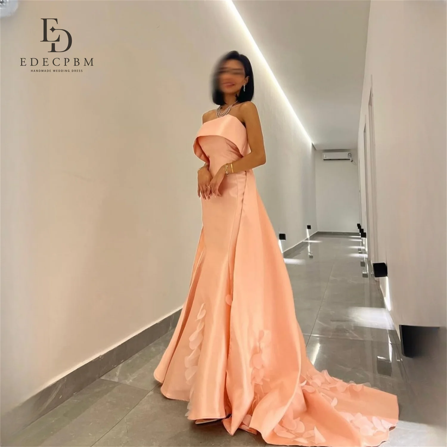 Gorgeous Pink Satin Strapless Mermaid Evening Dress 2026 Floor Length Prom Dress Formal Party Gowns Women Customized Vestidos