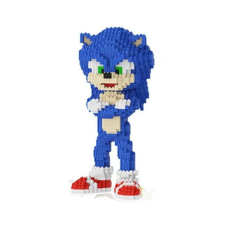 2026 New 31CM Blue Hedgehog Building Blocks Children's Puzzle Small Particle Assembly Toy Decompression 3D Handmade Gift view 4