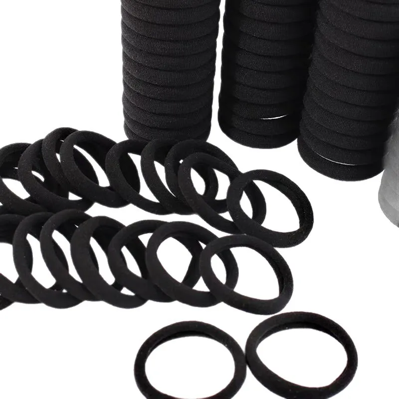 100/200 Stück Verstärkte Hochelastische Schwarze Haargummis für Damen, Stilvolle Einfache Haarbänder, Langlebige Haarbänder für Erwachsene – Detail 18