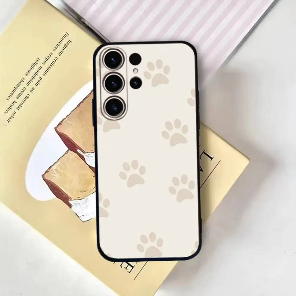 Hond Voetafdruk Poot Telefoon Case Voor SamsungS25,24,21,22,23,30,Ultra,20,Plus,Fe,Lite,Note,10,9,Zachte Zwarte Cover