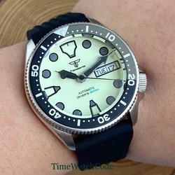 Tandorio automatyczne zegarek do nurkowania dla mężczyzn 20ATM 37mm NH36 lub NH35 Full Lume Sapphire kryształowa obrotowa ramka z datą wkręcana korona