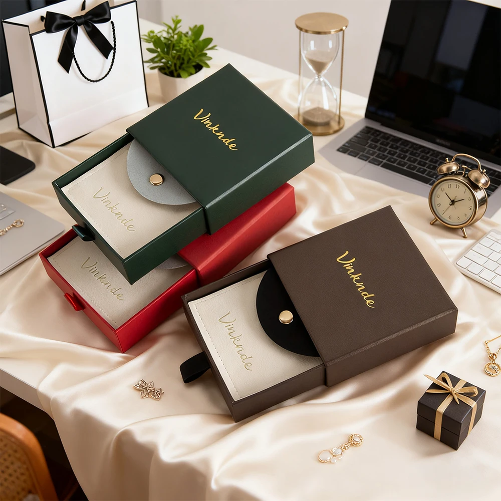 100 قطعة شعار مخصص 9x9x2.5 سنتيمتر الشريحة صندوق ورقي 8x8 سنتيمتر المخملية زر كيس أكياس درج صناديق المجوهرات ل حلقات سوار القرط #2