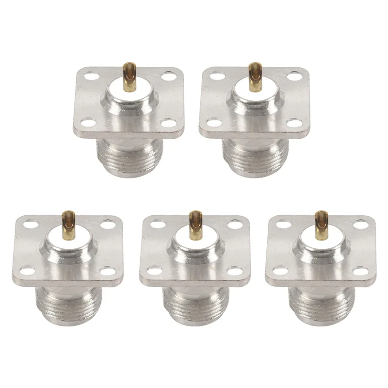 

AT41 5X N Тип гнездовой разъем RF Коаксиальный разъем с 4 отверстиями для крепления на панели с чашкой для пайки, серебристый