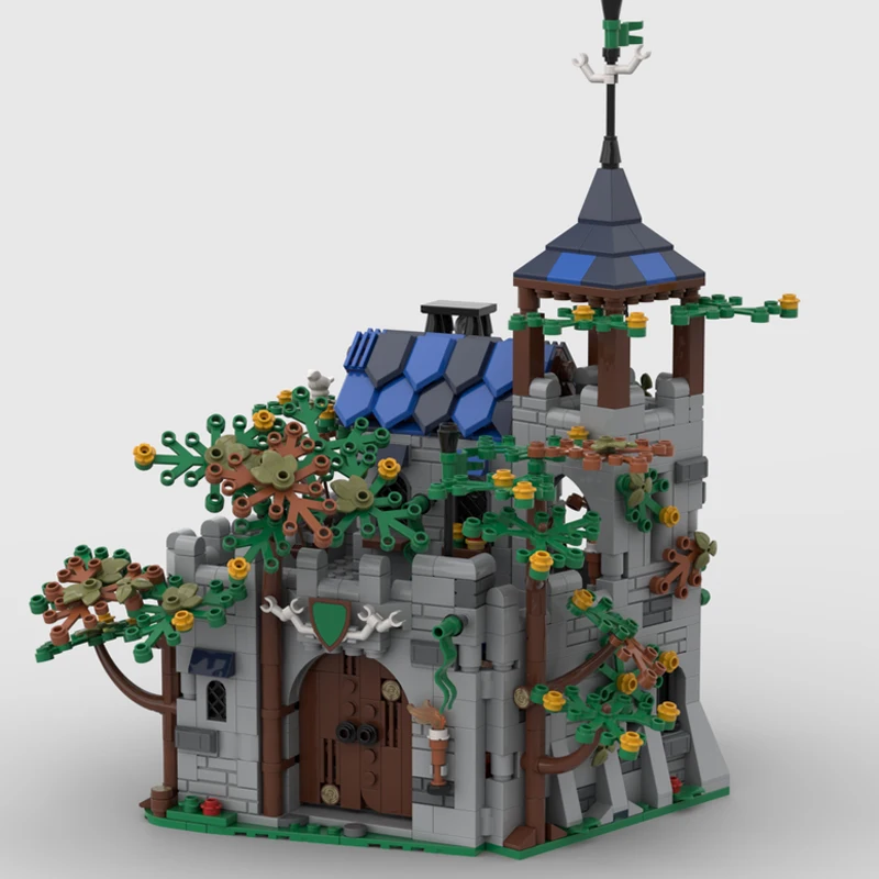 Castelo medieval europeu do homem da floresta para crianças, ideias criativas diy, conjuntos de presentes de Natal, blocos plásticos, nova montagem