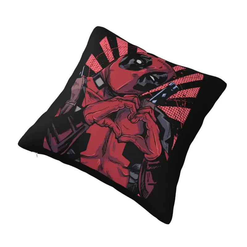 Custom Modern Deadpool Hand Heart Cushion Cover Soft Pillow Case