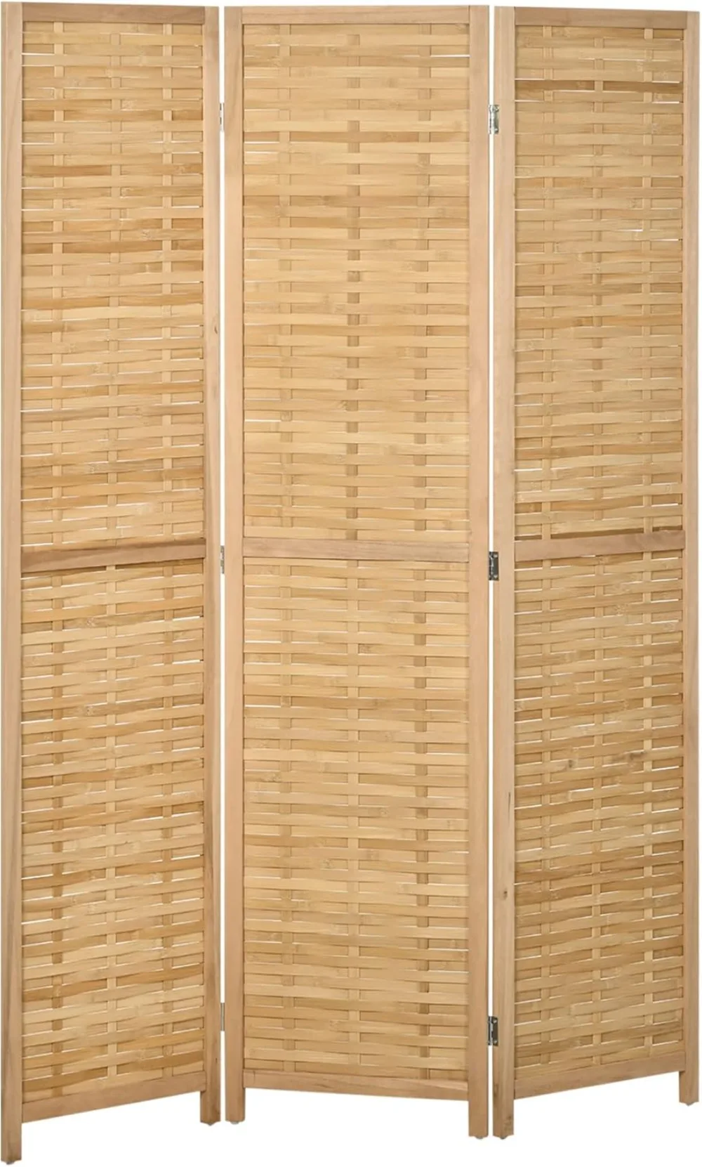 HOMCOM Biombo 3 Paneles Divisor Habitación Plegable 120x1,8x170 cm Separador Ambientes con Patrón Tejido Bambú Es