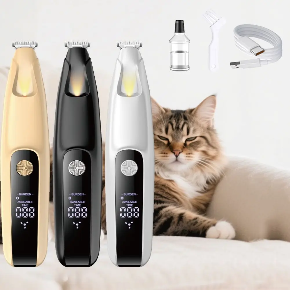 LED Dog Paw Trimmer LCD Display Widen Cats Foot Shaver Comfortable Grip Fully Waterproof Pet Paw Hair Clippers Nail Grooming