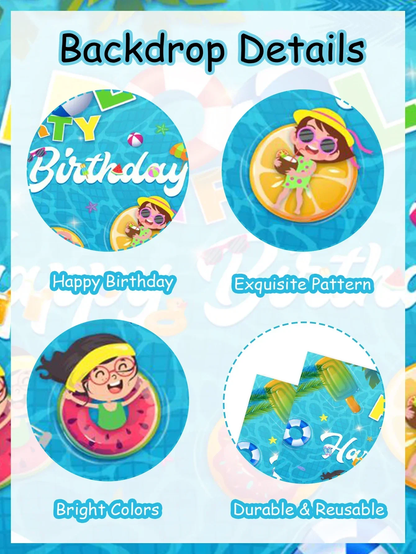 Pool Themed Party Decorations for Kids, Summer Party Decor, Background for Birthday Party