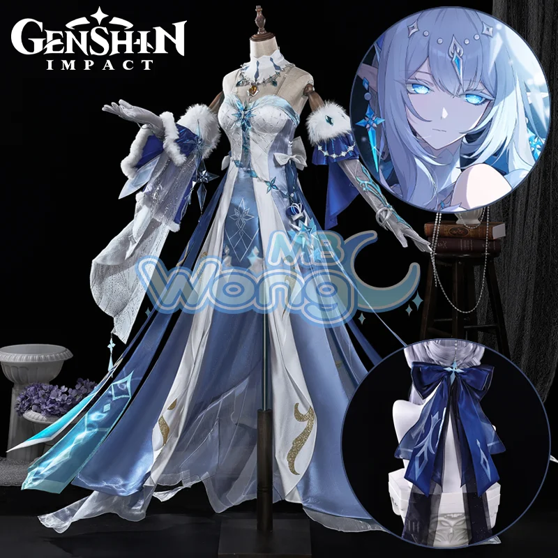 Disfraz de Cosplay de Tsaritsa del Juego Genshin Impact, Traje de la Reina Empressa de Hielo para Fiesta de Halloween para Mujeres Adultas