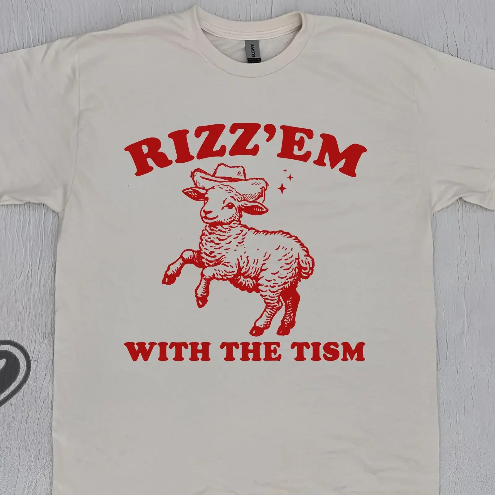 Rizz'Em With The Tism Vintage T Shirt Funny Cowboy Sheep Autism Awareness Retro Cartoon Weirdcore Casual  vintage Washed Soft