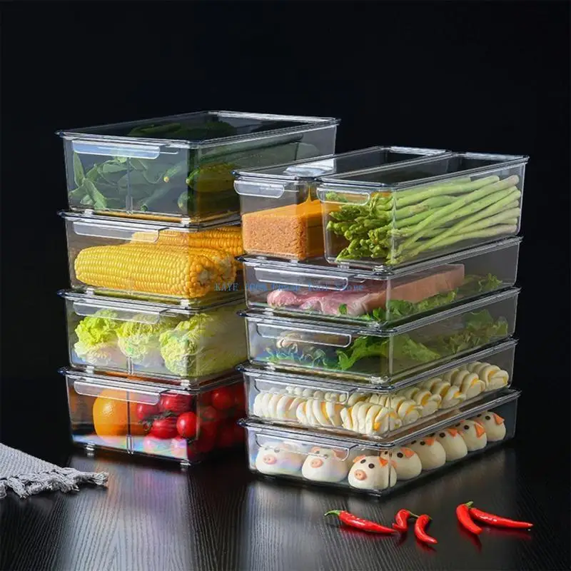 

G6KA Refrigerator Storage Box with Lid PET Drawer Type Transparent for Home Kitchen Vegetable Fruit Freezer