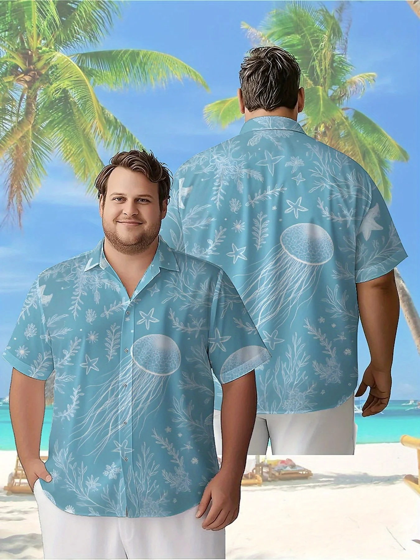 

Men's Plus Size Hawaiian Shirts Dance of Jellyfish Pattern, Unisex Aloha Shirts,New in Summer Tops Tee,streetwear