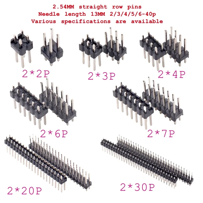20/100/500 قطعة مزدوجة غرزة مستقيم دبوس 2.54 مللي متر إبرة طول 13 مللي متر 2 3 4 5 6 7 8 10 30 40P مقرنة بالجملة