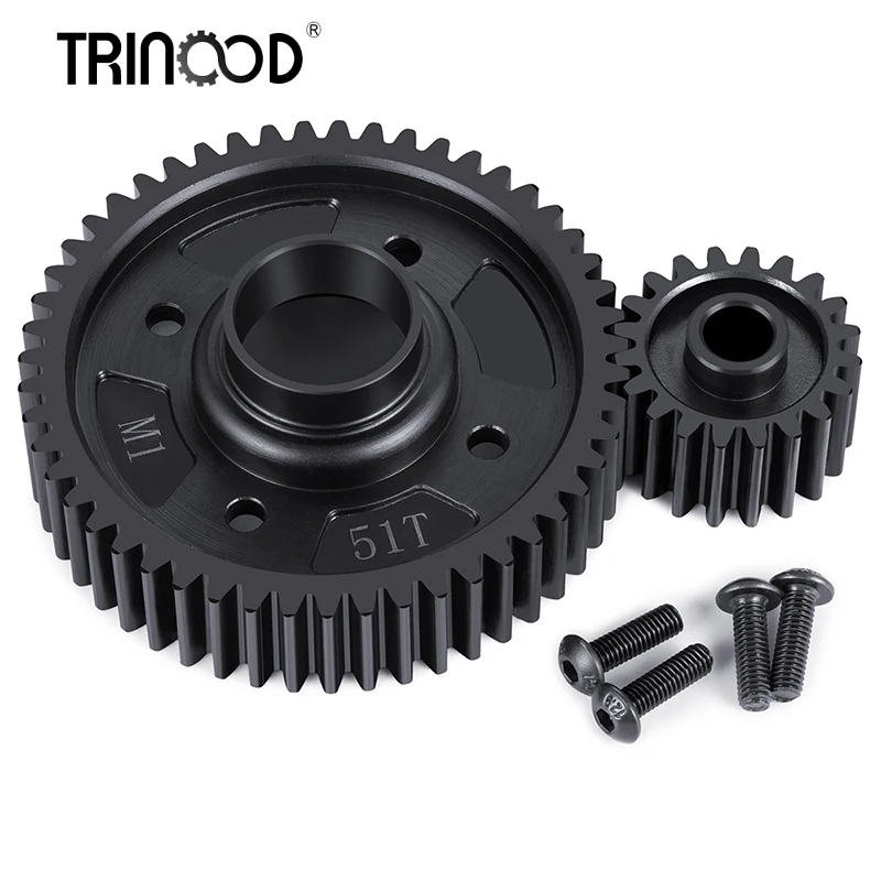 TRINOOD Metal Steel Centre Differential 51T Output Gear+ 20T Input Gear for 1/6 XRT 1/5 X-MAXX 8S Monster Truck