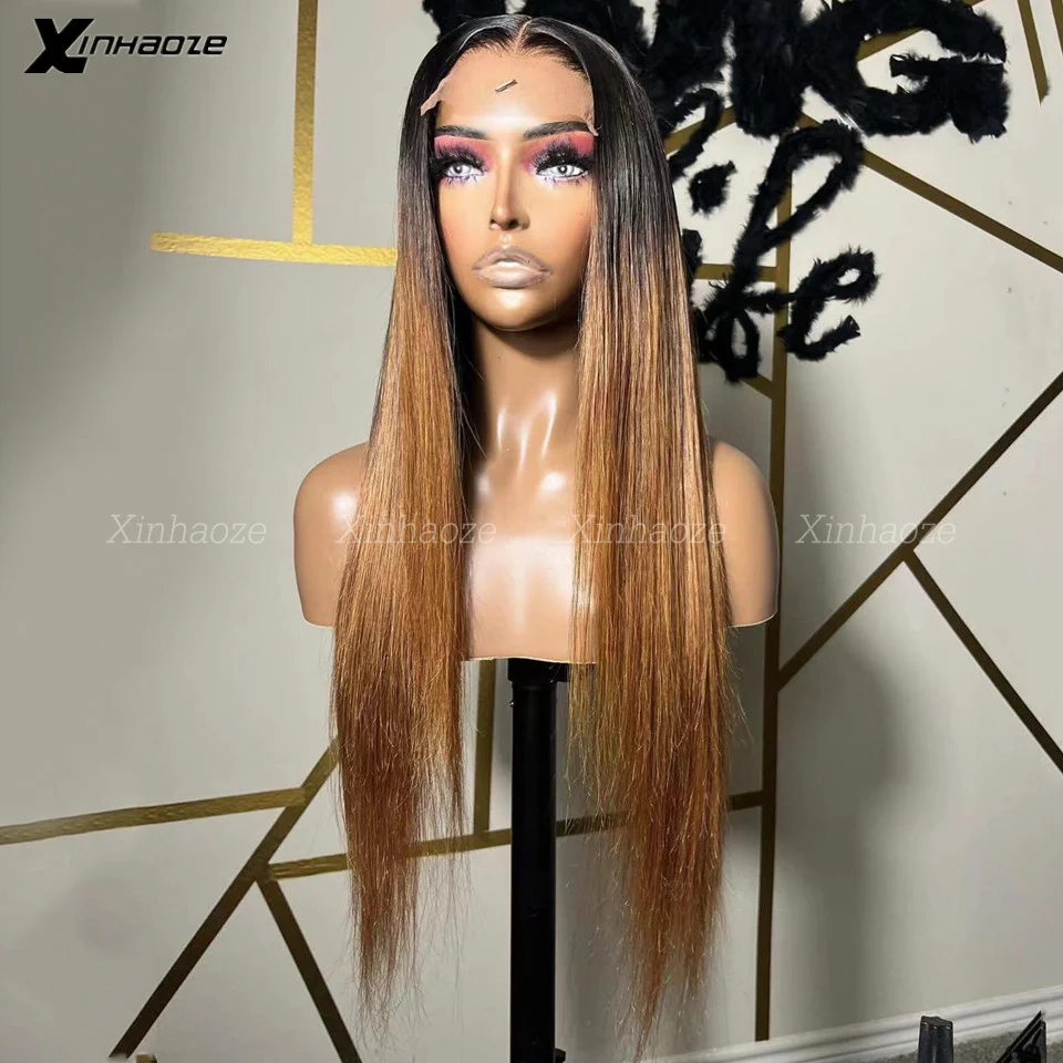 13x6 Straight Lace Front Wig Brazilian Ombre Honey Blonde 360 Full Transparent 13x4 Silk Base Lace Frontal Wigs For Women