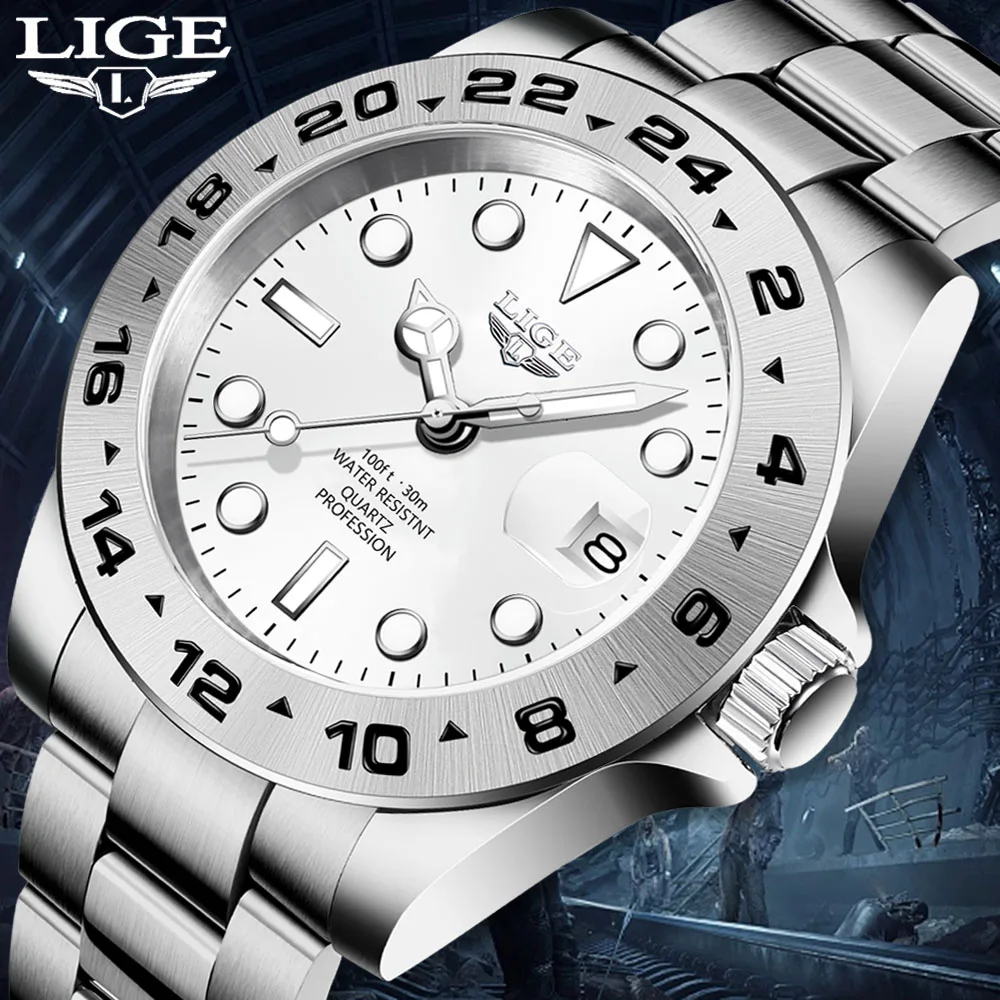 LIGE Hot Sell Men Watch Sport Mens Watches Top Brand Luxury  Military Waterproof Full Steel Quartz Clock Men Relogio Masculino