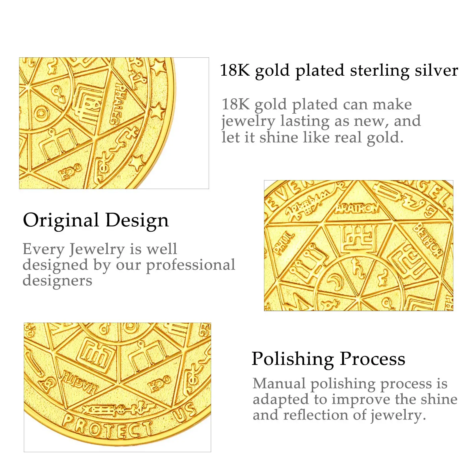 قلادة تميمة من سبعة ملائكة من يودورا ، فضة إسترليني ، ذهب عيار 18 قيراطًا ، استدعاء روني ، دلاية دائرة سحرية ، مجوهرات دينية ، هدية رائعة #5