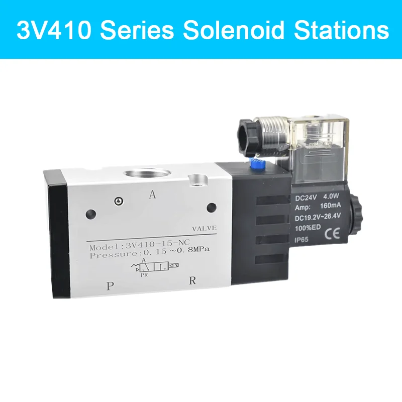 NEW Type 3 Way 2 Position Pneumatic Control Valve Solenoid Valves  3V410-15 DC12V DC24V AC110V AC220V with 6mm 8mm 10mm fitting
