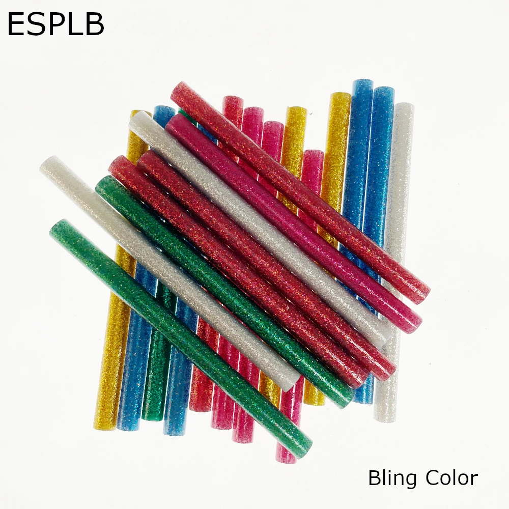 20pcs/Set ESPLB 7mmx100mm Colorful Bling Hot Melt  Glue Sticks Craft Hand Repair Tools for Glue Gun DIY Art Alloy Accessories