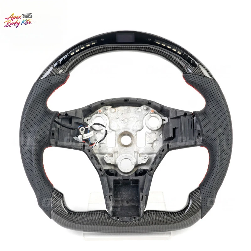 Suitable for Tesla Model 3/Y modification LED smart real carbon fiber car steering wheel