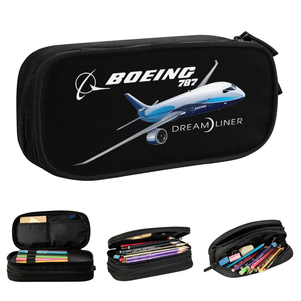 Boeing 787 Dreamliner Pencil Case Lovely Airplane Pen Bag Girls Boys Large Storage Office Cosmetic Pencilcases