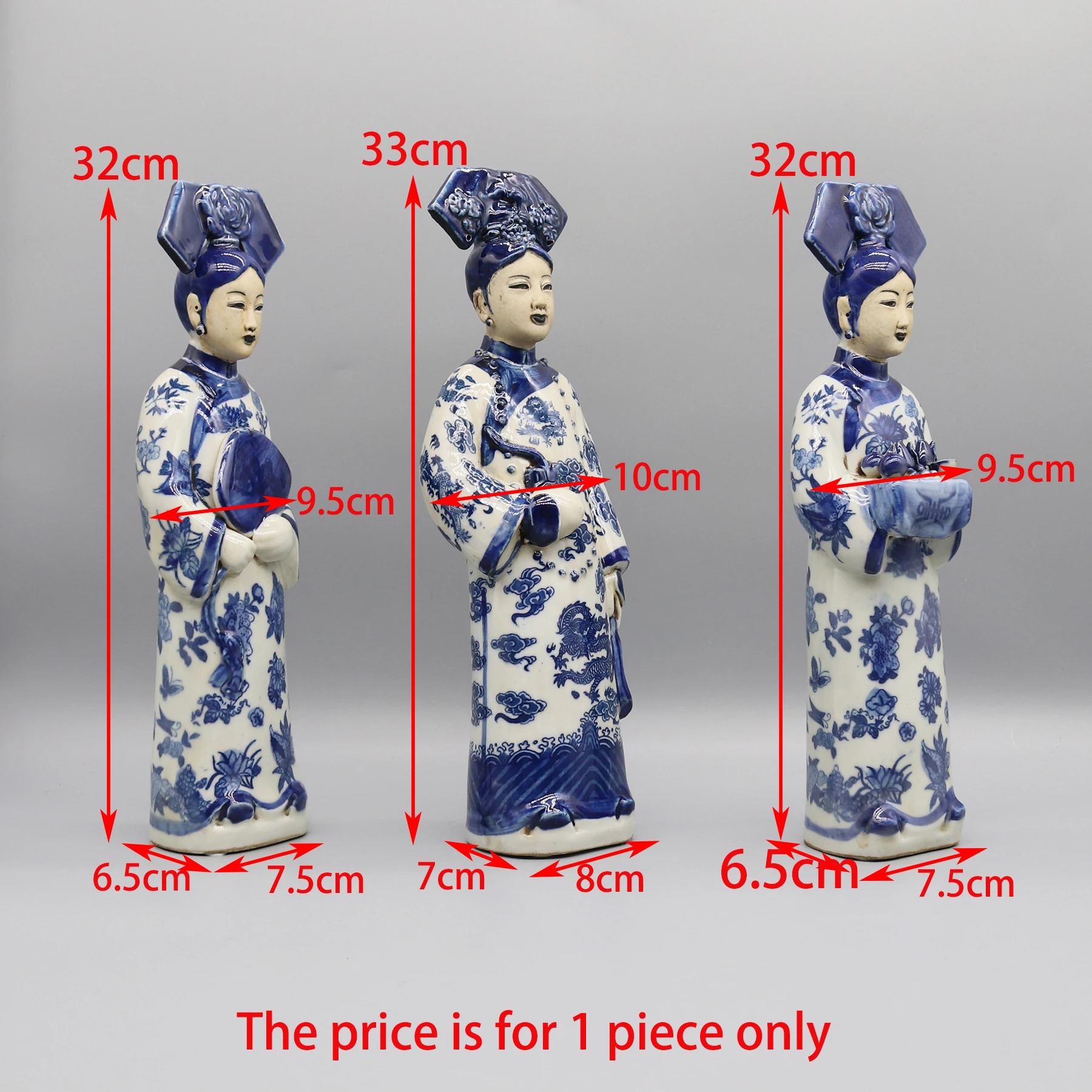 Ceramic Figurines of Chinese Princesses and Empress in Qing Dynasty, Porcelain Statue, Ancient Chinese Lady, Home Decoration