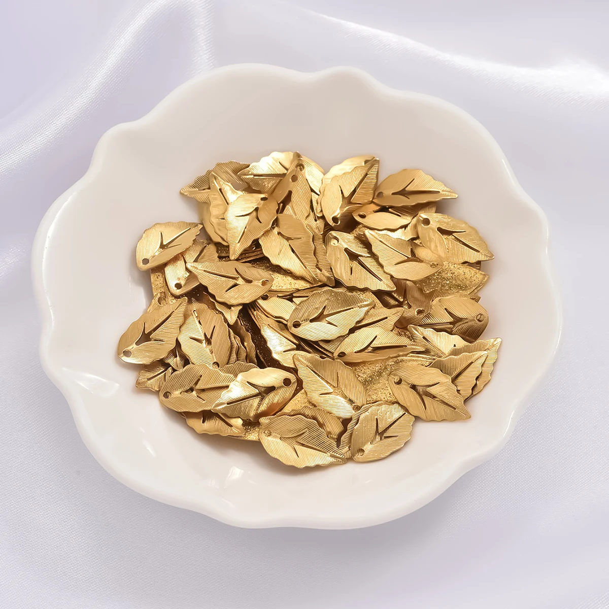 20pcs original brass pendant mini single hole striped leaf pendant for DIY earrings and jewelry making supplies