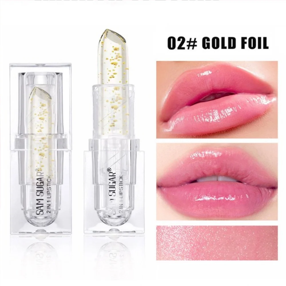 2in1 カラーチェンジ保湿栄養リップスティック金箔温度変化透明リップバームブライトニングリップ化粧品