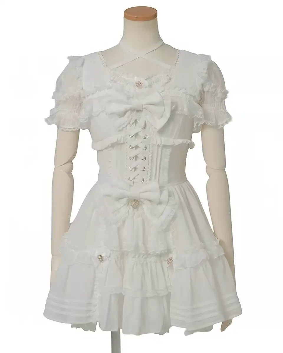 Japanse Liz Zoete Meisjes Leuke Lolita Jurk Kant Patchwork Lange Mouw Elegante Prinses Jurk 2023 Nieuwe Slim-fit Lolita jurken