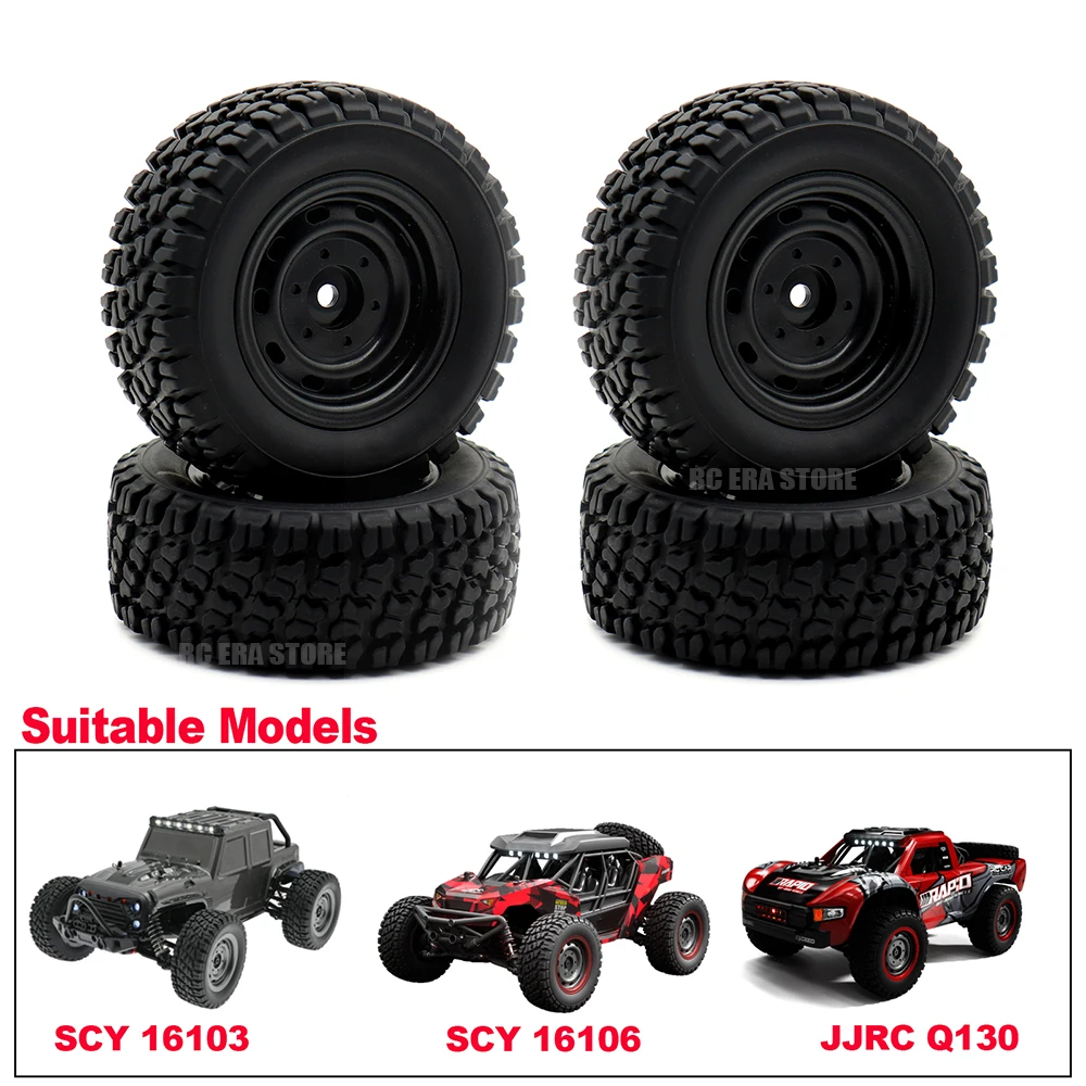 Pneus RC hexagonaux en caoutchouc de 12mm 6035 pour SCY 16101, 16102, 16103, 16106, JJRC Q130, roues de voiture tout-terrain RC, pièces de mise à niveau