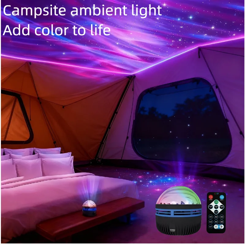 LED Galaxy Projector Lamp 360° Auto Rotating Ball Atmosphere Night Lights Remote Control USB Northern Light for Room Party Decor