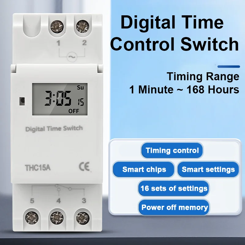 

Digital Timer Switch Weekly Programmable Time Relay Control AC220V 30A High Power Load Time Control Control Current Timer Switch