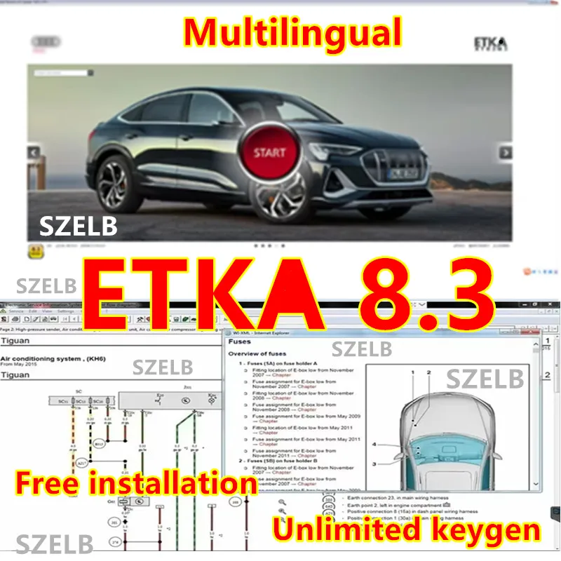 2024 hot etka 8.3 vehicle electronic vehicles, suitable for multiple languages such as v/w au/di se/atsko/da Free installation