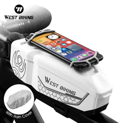 WEST BIKING Waterproof Bicycle Bag With 4-6.5 Inch Phone Holder Front Frame Top Tube MTB Bike Bag PC Shell Cycling Accessories