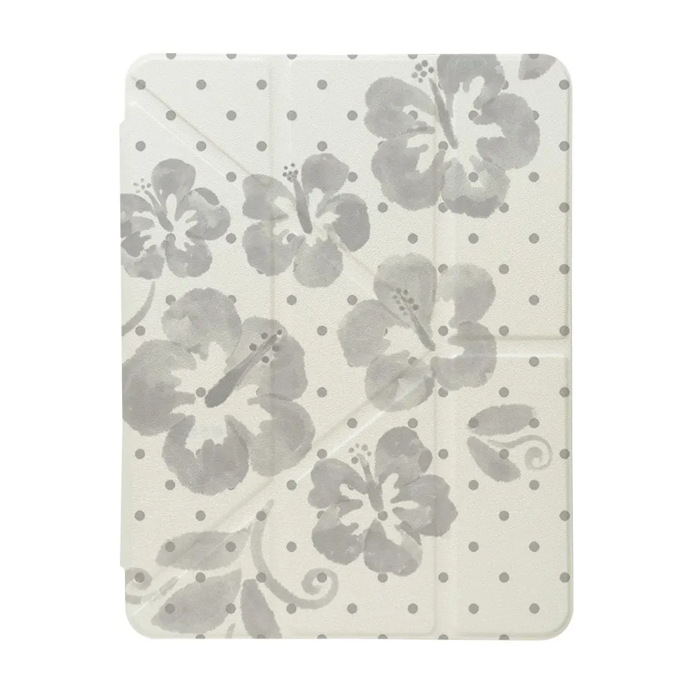Wave Point Fusang Flower Korean Simple 3YFold iPad Case For iPad Pro 11 13in 2025 iPad Pro 12.9in Air7 10th 11th M4/5 MINI Cover