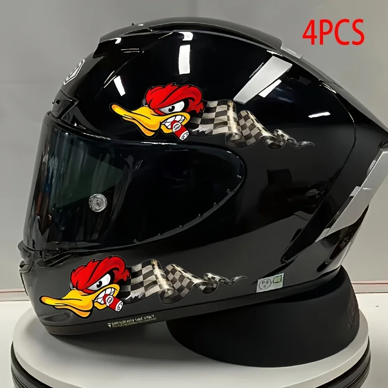 4 قطع/مجموعة ملصق تلقائي بنمط بطة السباق، ملصق بتصميم رياضي للدراجات النارية، ملحق التخصيص الخارجي