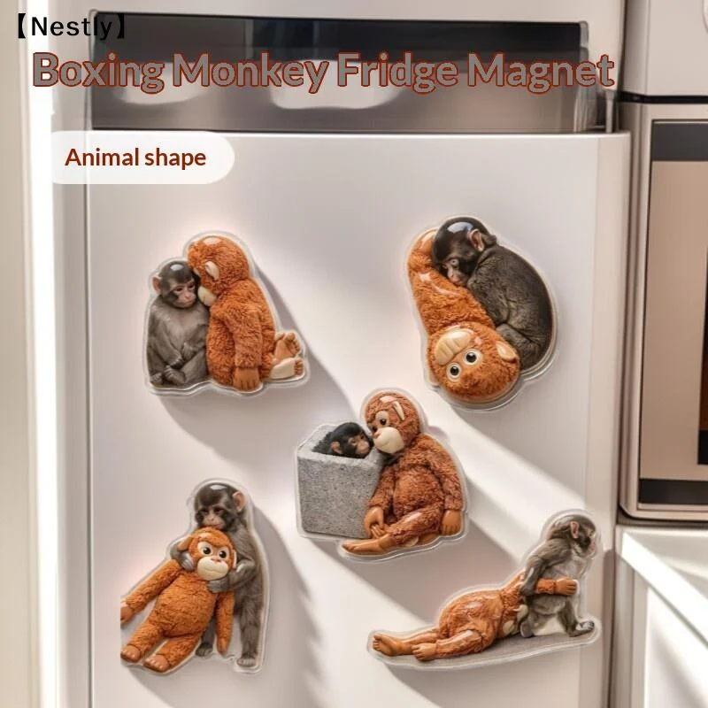 Creative Monkey Refrigerator Magnets - Protective Boxing Monkey Fridge Magnets〔Nest〕