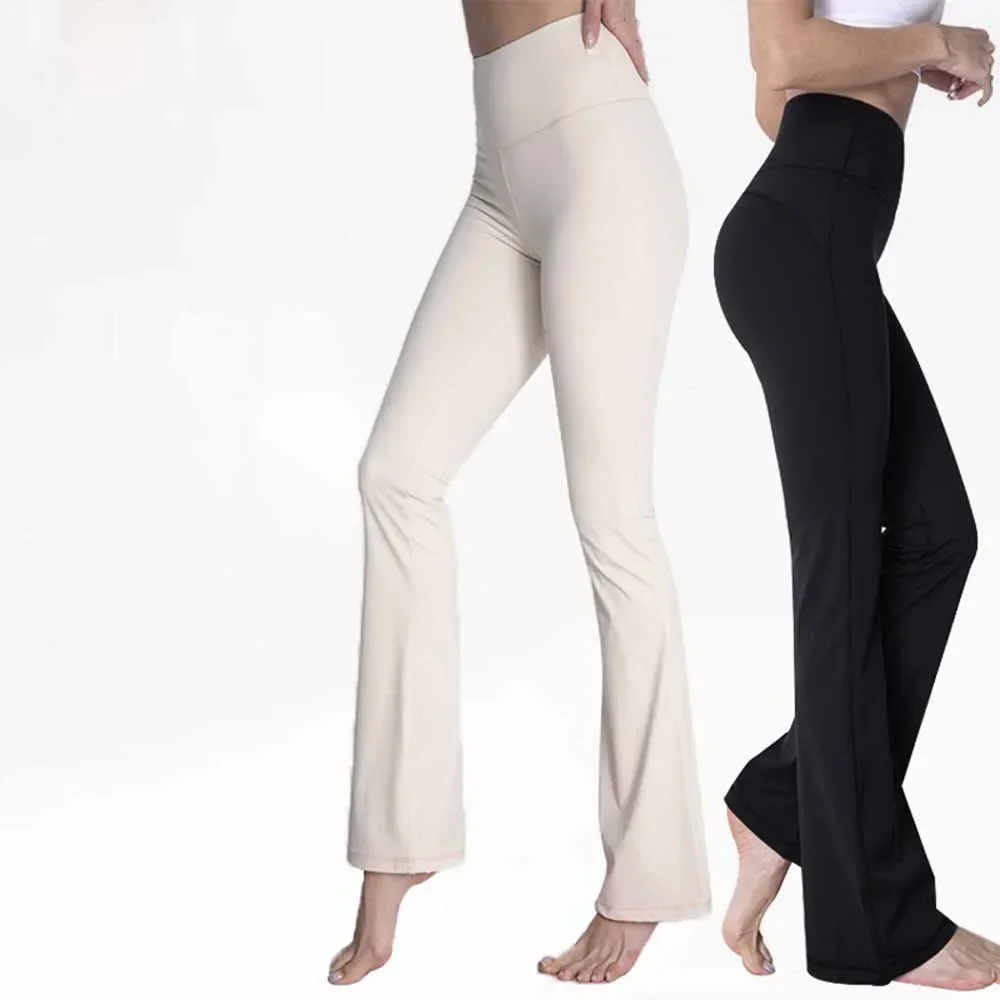 L Women's Loose High Waist Yoga Bell Bottoms for Women's Fitness and High Elasticity Outdoor Yoga Pants.