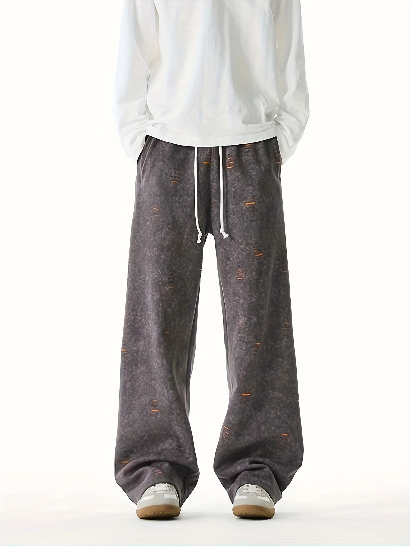 

Men's New Trendy Color-Block Casual Pants for Autumn and Winter, Tie-Dye Versatile Wide-Leg Straight Sweatpants, Everyday Streetwear Floor-Length Pants