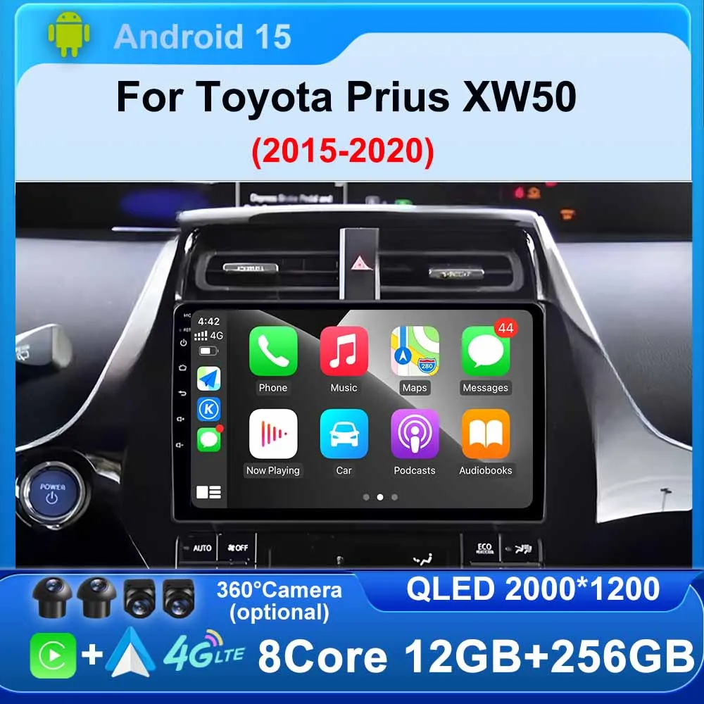 

Android 15 Car Radio 8core DSP For Toyota Prius XW50 2015-2020 Carplay Auto Stereo Multimedia GPS Navigation Player WIFI 4G