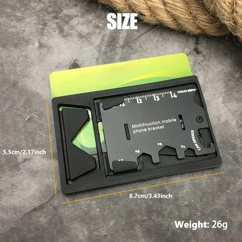 Multifunctional Portable Stainless Steel Tool Card Outdoor Survival Camping Accessories With Saw Ruler All In One hunting tool