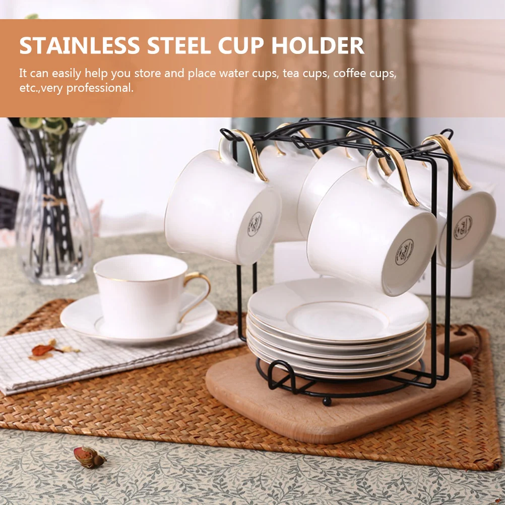 Cup Holder Coffee Station Stand Mug Organizing Stainless Steel Metal Dish Espresso