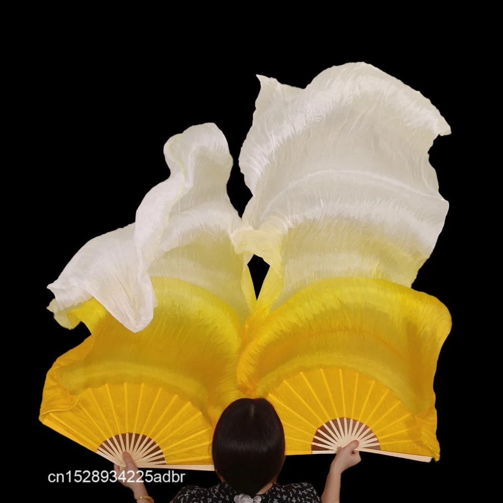 100% Silk Belly Dance Silk Veil Long Fan Hand Dye Women Church Praise Bellydance Competition Props Light Welight 1PC Costume - Image 2