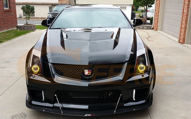 For Cadillac CTS 2008-2014 Xenon Headlight BT App RF Remote Control Multi-Color Ultra Bright RGB LED Angel Eyes Kit Halo Rings