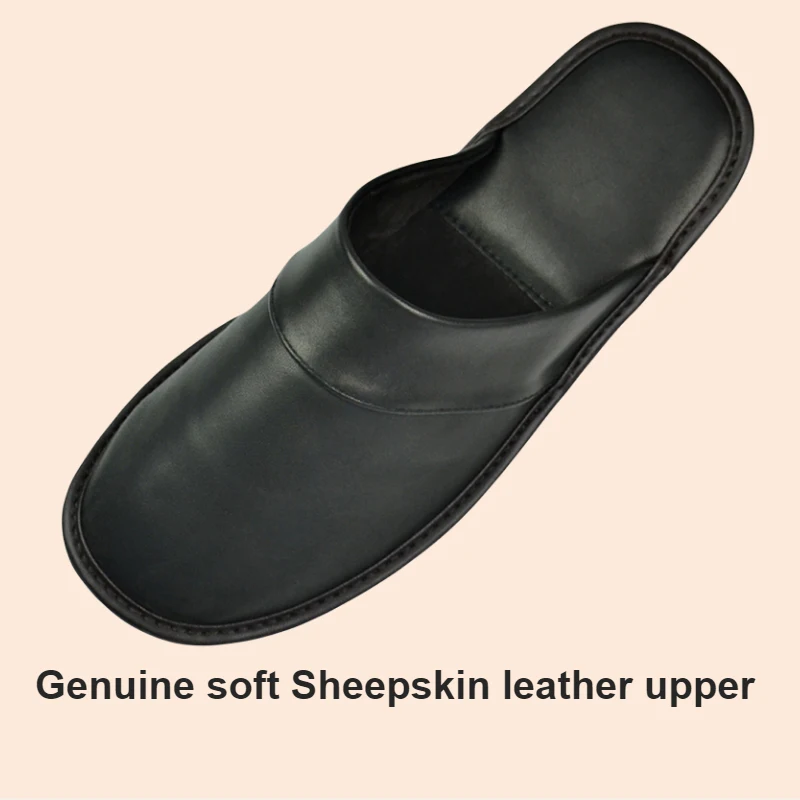 Soft Sheepskin Leather Slippers Homes in indoor slipper Spring Autumn men women elderly non-slip casual single shoes summer