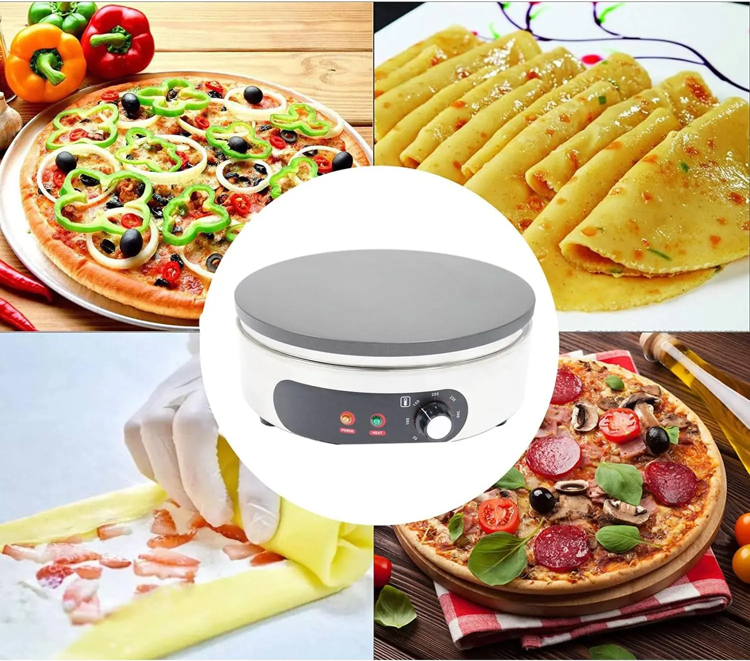 단일 플레이트 팬케이크 메이커 전기 크레페 기계, 16인치 직경 탁상용 그리들 및 크레페 메이커, 팬케이크 제조기