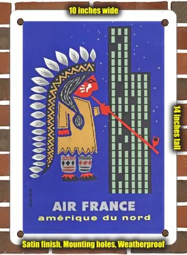 METAL SIGN - 1956 French Airline North America - 10x14 Inches